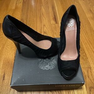 Vince Camuto Black Peep-Toe Heels